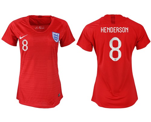 Women's England #8 Henderson Away Soccer Country Jersey Women's England #8 Henderson Away Soccer Country Jersey