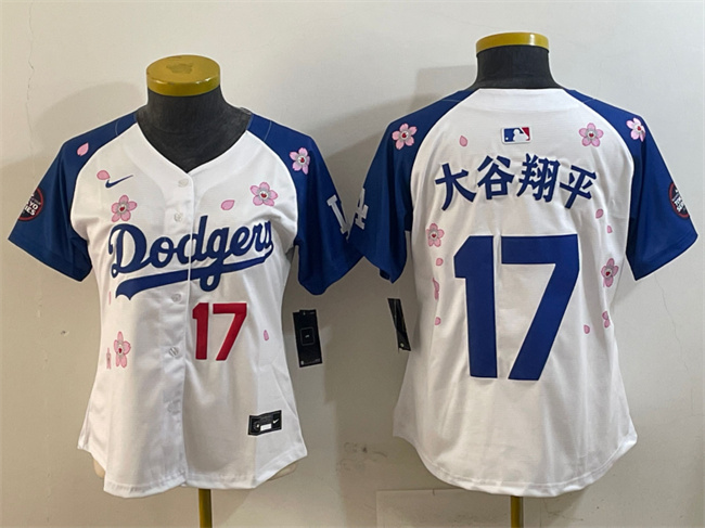Women's Los Angeles Dodgers #17 大谷翔平 White/Royal 2025 Tokyo Series Limited Stitched Baseball Jersey(Run Small) Women's Los Angeles Dodgers #17 大谷翔平 White/Royal 2025 Tokyo Series Limited Stitched Baseball Jersey(Run Small)