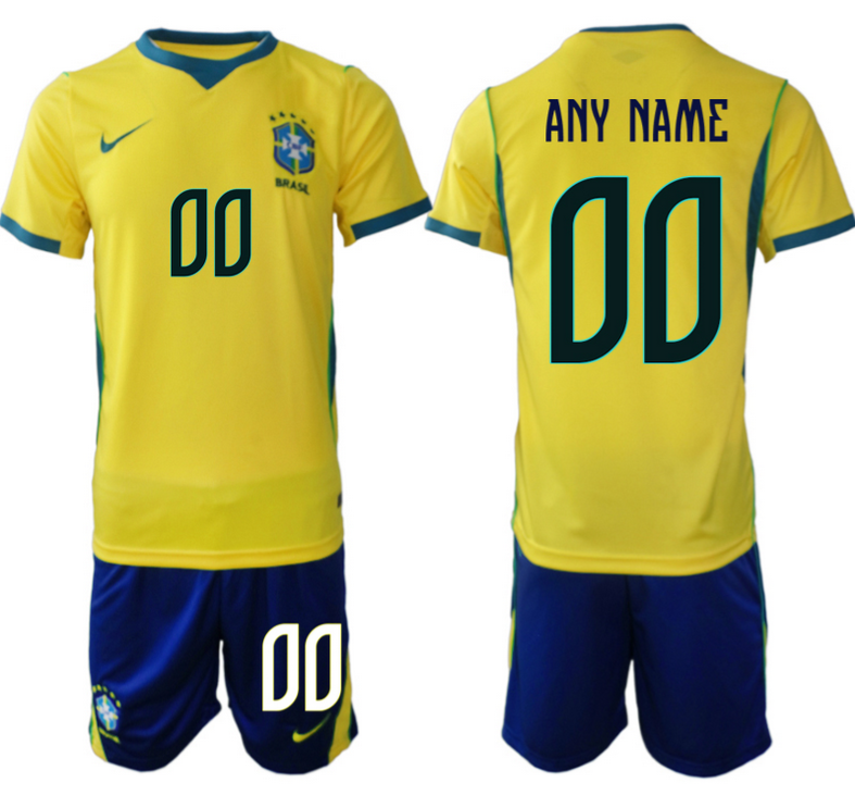 Women's Brazil Custom Yellow 2026 Away Soccer Jersey Suit Women's Brazil Custom Yellow 2026 Away Soccer Jersey Suit