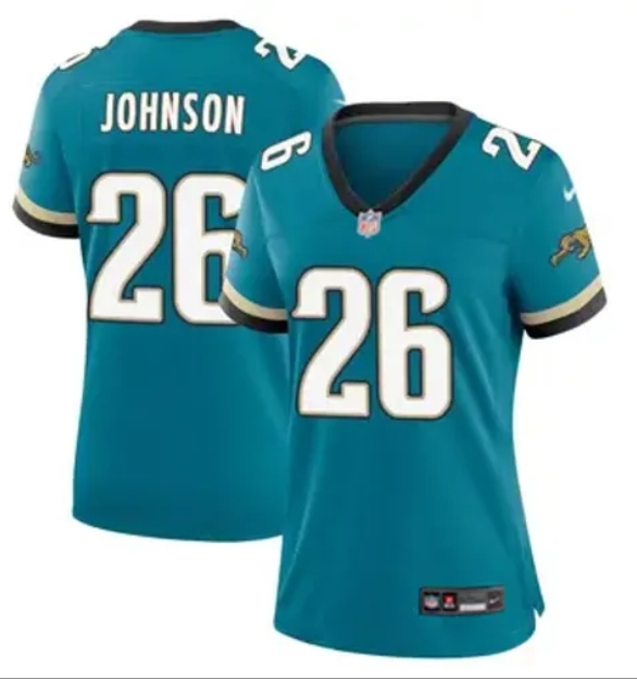 Women's Jacksonville Jaguars #26 Antonio Johnson Teal 2024 Prowler Throwback Vapor Limited Stitched Football Jersey(Run Small)