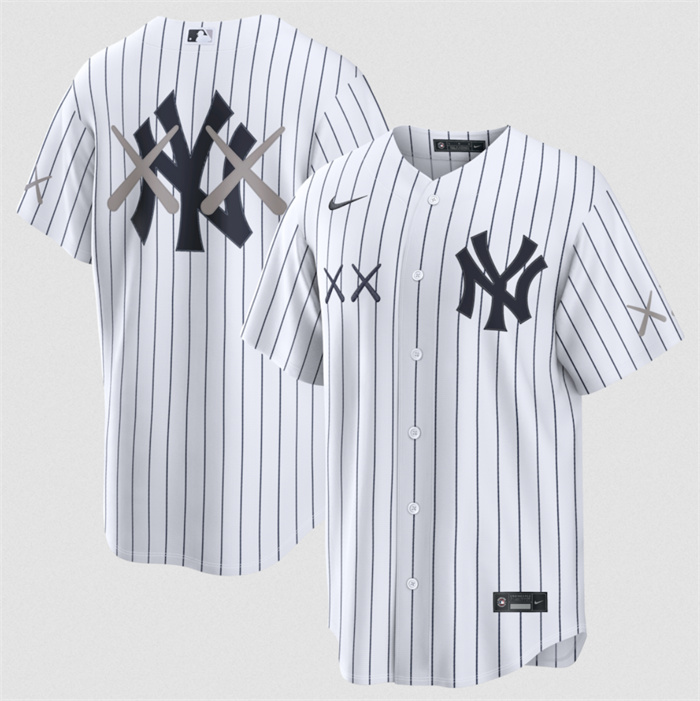 Men's New York Yankees x KAWS White Stadium Stitched Baseball Jersey