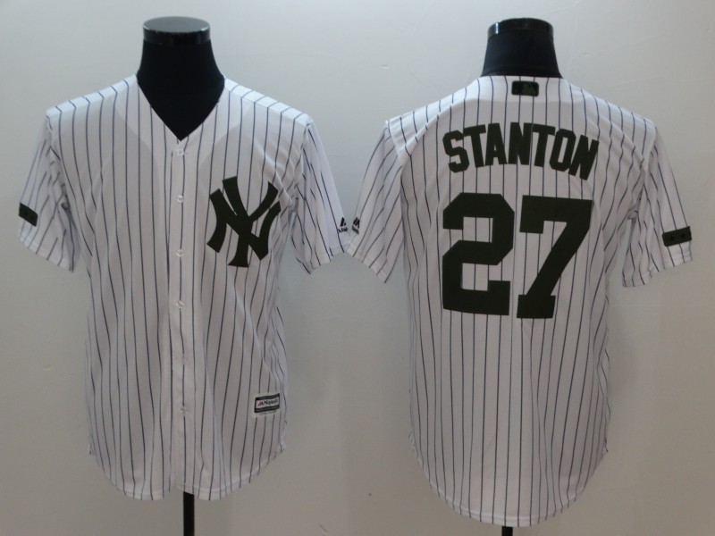 Men's New York Yankees #27 Giancarlo Stanton White Olive Cool Base Stitched MLB Jersey Men's New York Yankees #27 Giancarlo Stanton White Olive Cool Base Stitched MLB Jersey