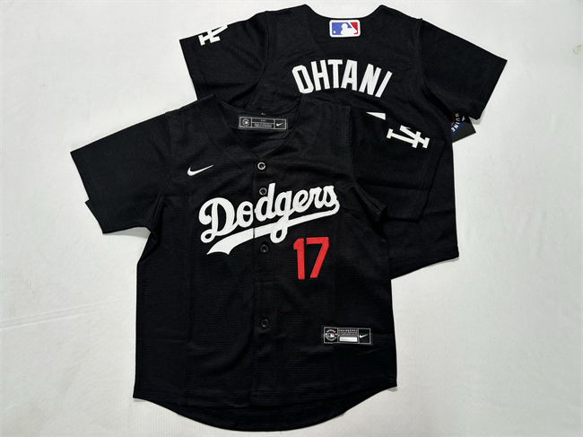 Toddler Los Angeles Dodgers #17 Shohei Ohtani Black Stitched Baseball Jersey Toddler Los Angeles Dodgers #17 Shohei Ohtani Black Stitched Baseball Jersey