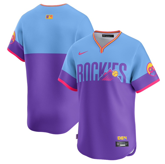 Youth Colorado Rockies Blank Purple/Light Blue 2025 City Connect Limited Stitched Baseball Jersey