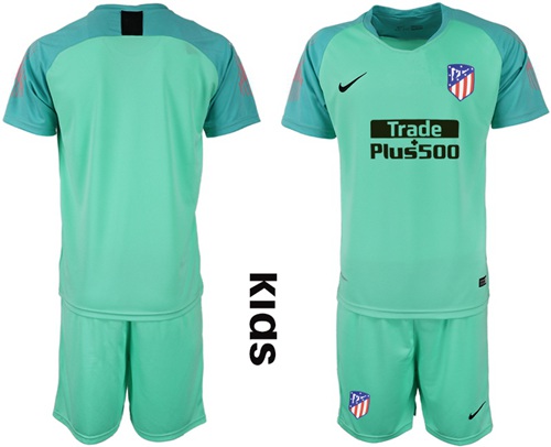 Atletico Madrid Blank Green Goalkeeper Kid Soccer Club Jersey