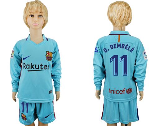 Barcelona #11 O.Dembele Away Long Sleeves Kid Soccer Club Jersey Barcelona #11 O.Dembele Away Long Sleeves Kid Soccer Club Jersey