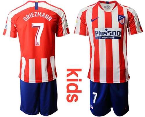 Atletico Madrid #7 Griezmann Home Kid Soccer Club Jersey Atletico Madrid #7 Griezmann Home Kid Soccer Club Jersey