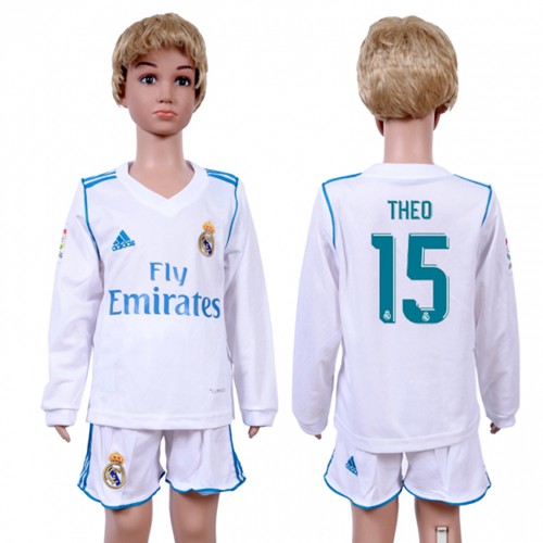 Real Madrid #15 Theo Home Long Sleeves Kid Soccer Club Jersey Real Madrid #15 Theo Home Long Sleeves Kid Soccer Club Jersey