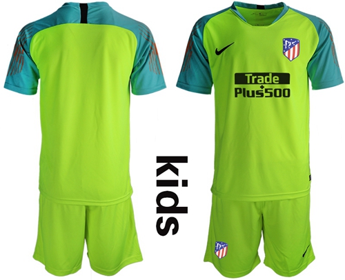 Atletico Madrid Blank Shiny Green Goalkeeper Kid Soccer Club Jersey Atletico Madrid Blank Shiny Green Goalkeeper Kid Soccer Club Jersey