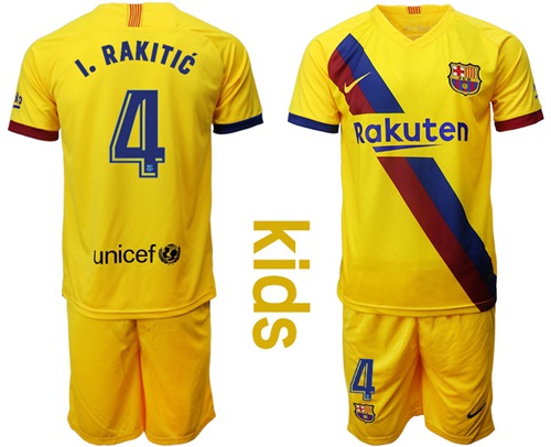Barcelona #4 I.Rakitic Away Kid Soccer Club Jersey Barcelona #4 I.Rakitic Away Kid Soccer Club Jersey