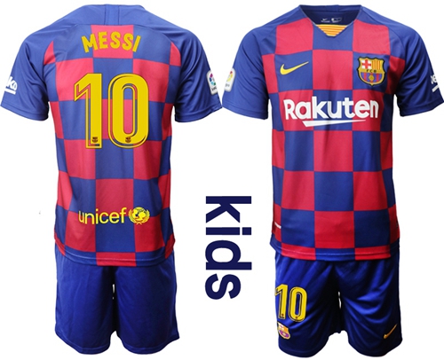 Barcelona #10 Messi Home Kid Soccer Club Jersey