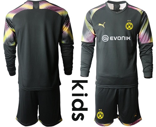 Dortmund Blank Black Goalkeeper Long Sleeves Kid Soccer Club Jersey Dortmund Blank Black Goalkeeper Long Sleeves Kid Soccer Club Jersey