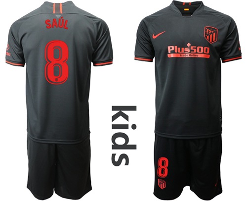 Atletico Madrid #8 Saul Away Kid Soccer Club Jersey