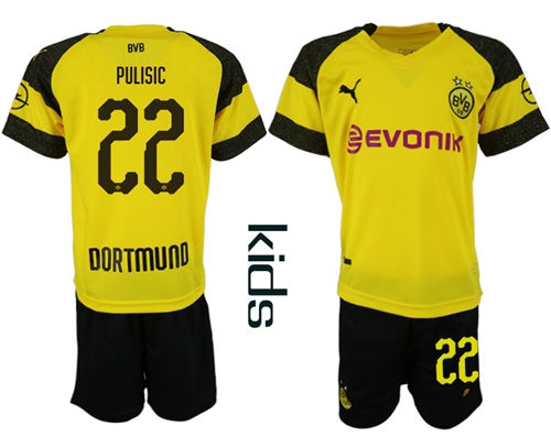 Dortmund #22 Pulisic Home Kid Soccer Club Jersey Dortmund #22 Pulisic Home Kid Soccer Club Jersey