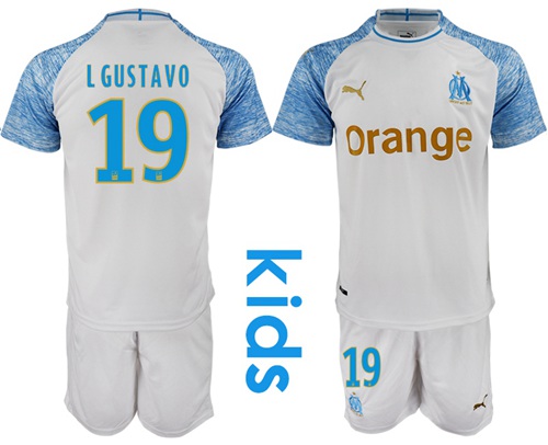 Marseille #19 L Gustavo Home Kid Soccer Club Jersey Marseille #19 L Gustavo Home Kid Soccer Club Jersey