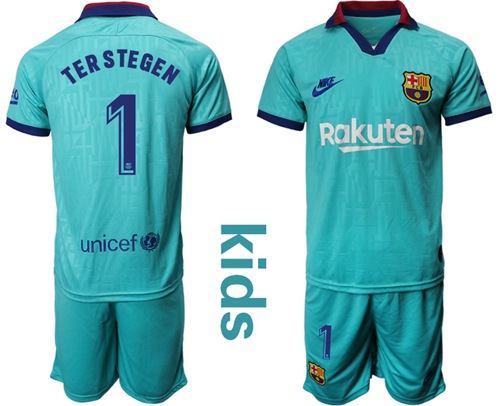 Barcelona #1 Ter Stegen Third Kid Soccer Club Jersey Barcelona #1 Ter Stegen Third Kid Soccer Club Jersey