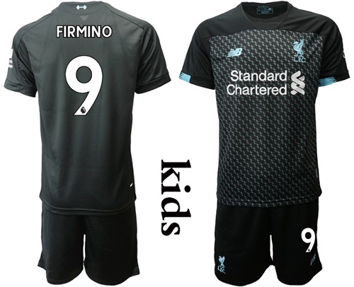 Liverpool #9 Firmino Third Kid Soccer Club Jersey
