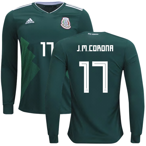 Mexico #17 J.M.Corona Home Long Sleeves Kid Soccer Country Jersey