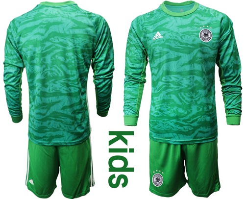 Germany Blank Green Goalkeeper Long Sleeves Kid Soccer Country Jersey Germany Blank Green Goalkeeper Long Sleeves Kid Soccer Country Jersey