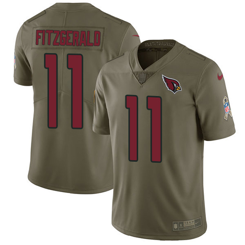 Nike Cardinals #11 Larry Fitzgerald Olive Youth Stitched NFL Limited 2017 Salute to Service Jersey Nike Cardinals #11 Larry Fitzgerald Olive Youth Stitched NFL Limited 2017 Salute to Service Jersey