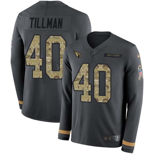 Nike Cardinals #40 Pat Tillman Anthracite Salute to Service Youth Stitched NFL Limited Therma Long Sleeve Jersey Nike Cardinals #40 Pat Tillman Anthracite Salute to Service Youth Stitched NFL Limited Therma Long Sleeve Jersey