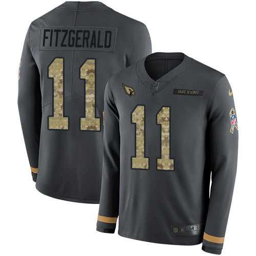 Nike Cardinals #11 Larry Fitzgerald Anthracite Salute to Service Youth Stitched NFL Limited Therma Long Sleeve Jersey Nike Cardinals #11 Larry Fitzgerald Anthracite Salute to Service Youth Stitched NFL Limited Therma Long Sleeve Jersey