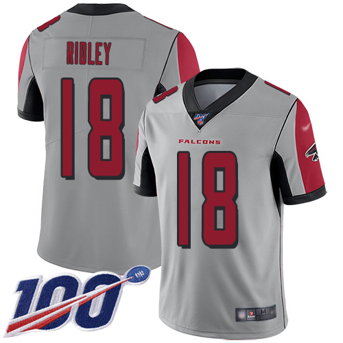 Nike Falcons #18 Calvin Ridley Silver Youth Stitched NFL Limited Inverted Legend 100th Season Jersey Nike Falcons #18 Calvin Ridley Silver Youth Stitched NFL Limited Inverted Legend 100th Season Jersey