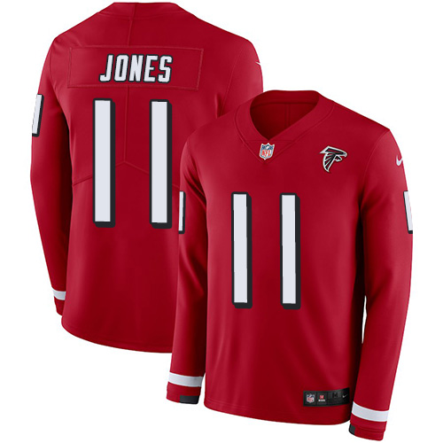 Nike Falcons #11 Julio Jones Red Team Color Youth Stitched NFL Limited Therma Long Sleeve Jersey Nike Falcons #11 Julio Jones Red Team Color Youth Stitched NFL Limited Therma Long Sleeve Jersey