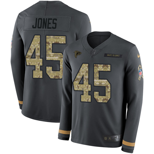 Nike Falcons #45 Deion Jones Anthracite Salute to Service Youth Stitched NFL Limited Therma Long Sleeve Jersey Nike Falcons #45 Deion Jones Anthracite Salute to Service Youth Stitched NFL Limited Therma Long Sleeve Jersey