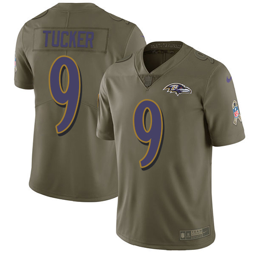 Nike Ravens #9 Justin Tucker Olive Youth Stitched NFL Limited 2017 Salute to Service Jersey Nike Ravens #9 Justin Tucker Olive Youth Stitched NFL Limited 2017 Salute to Service Jersey