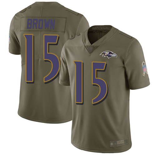Nike Ravens #15 Marquise Brown Olive Youth Stitched NFL Limited 2017 Salute to Service Jersey Nike Ravens #15 Marquise Brown Olive Youth Stitched NFL Limited 2017 Salute to Service Jersey