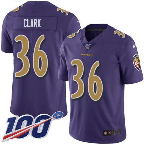Nike Ravens #36 Chuck Clark Purple Youth Stitched NFL Limited Rush 100th Season Jersey Nike Ravens #36 Chuck Clark Purple Youth Stitched NFL Limited Rush 100th Season Jersey