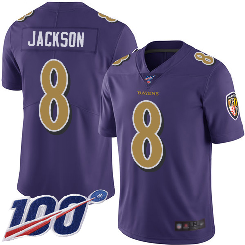 Nike Ravens #8 Lamar Jackson Purple Youth Stitched NFL Limited Rush 100th Season Jersey Nike Ravens #8 Lamar Jackson Purple Youth Stitched NFL Limited Rush 100th Season Jersey