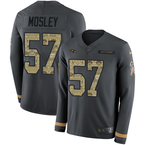 Nike Ravens #57 C.J. Mosley Anthracite Salute to Service Youth Stitched NFL Limited Therma Long Sleeve Jersey Nike Ravens #57 C.J. Mosley Anthracite Salute to Service Youth Stitched NFL Limited Therma Long Sleeve Jersey