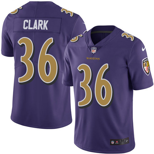 Nike Ravens #36 Chuck Clark Purple Youth Stitched NFL Limited Rush Jersey Nike Ravens #36 Chuck Clark Purple Youth Stitched NFL Limited Rush Jersey