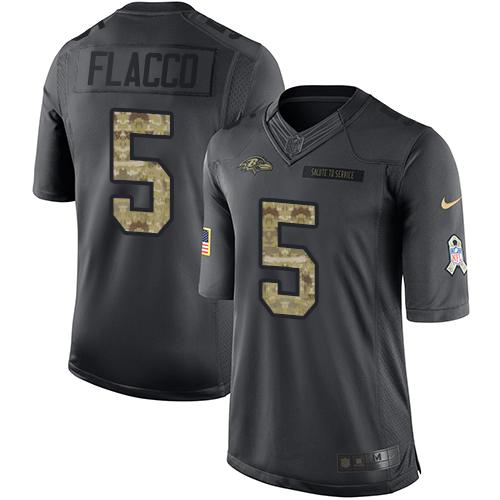 Nike Ravens #5 Joe Flacco Black Youth Stitched NFL Limited 2016 Salute to Service Jersey Nike Ravens #5 Joe Flacco Black Youth Stitched NFL Limited 2016 Salute to Service Jersey