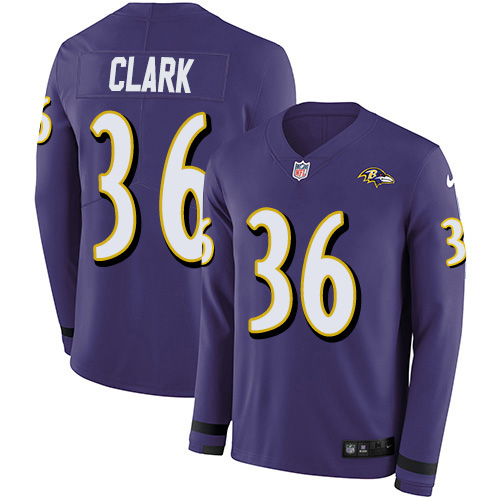 Nike Ravens #36 Chuck Clark Purple Team Color Youth Stitched NFL Limited Therma Long Sleeve Jersey Nike Ravens #36 Chuck Clark Purple Team Color Youth Stitched NFL Limited Therma Long Sleeve Jersey