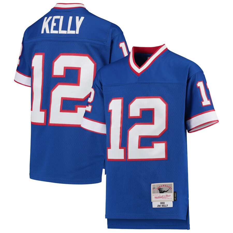 Youth Buffalo Bills #12 Jim Kelly Mitchell & Ness Royal 1990 Legacy Retired Player Jersey Youth Buffalo Bills #12 Jim Kelly Mitchell & Ness Royal 1990 Legacy Retired Player Jersey