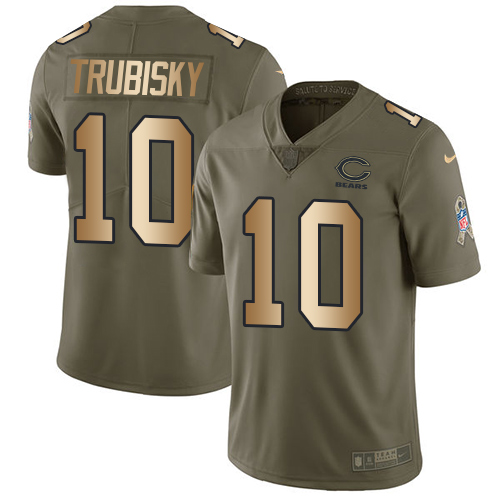 Nike Bears #10 Mitchell Trubisky Olive/Gold Youth Stitched NFL Limited 2017 Salute to Service Jersey Nike Bears #10 Mitchell Trubisky Olive/Gold Youth Stitched NFL Limited 2017 Salute to Service Jersey