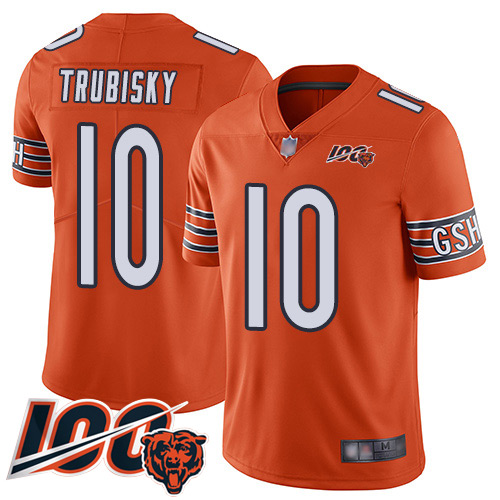 Nike Bears #10 Mitchell Trubisky Orange Youth Stitched NFL Limited Rush 100th Season Jersey Nike Bears #10 Mitchell Trubisky Orange Youth Stitched NFL Limited Rush 100th Season Jersey
