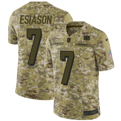 Nike Bengals #7 Boomer Esiason Camo Youth Stitched NFL Limited 2018 Salute to Service Jersey Nike Bengals #7 Boomer Esiason Camo Youth Stitched NFL Limited 2018 Salute to Service Jersey