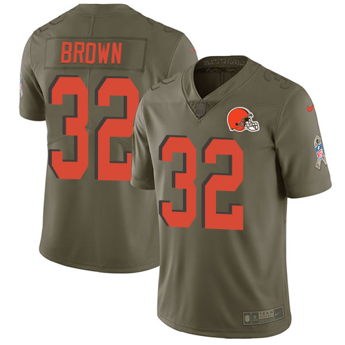 Nike Browns #32 Jim Brown Olive Youth Stitched NFL Limited 2017 Salute to Service Jersey Nike Browns #32 Jim Brown Olive Youth Stitched NFL Limited 2017 Salute to Service Jersey