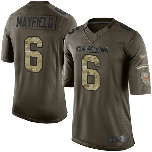 Nike Browns #6 Baker Mayfield Green Youth Stitched NFL Limited 2015 Salute to Service Jersey Nike Browns #6 Baker Mayfield Green Youth Stitched NFL Limited 2015 Salute to Service Jersey