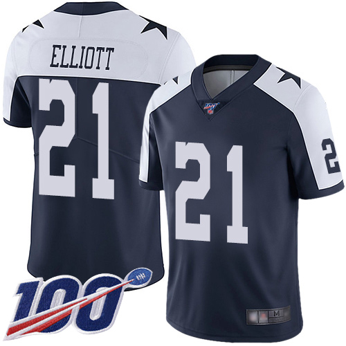 Nike Cowboys #21 Ezekiel Elliott Navy Blue Thanksgiving Youth Stitched NFL 100th Season Vapor Throwback Limited Jersey Nike Cowboys #21 Ezekiel Elliott Navy Blue Thanksgiving Youth Stitched NFL 100th Season Vapor Throwback Limited Jersey