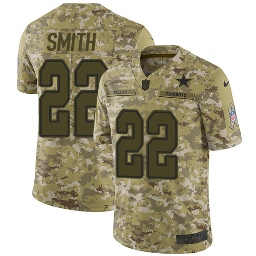 Nike Cowboys #22 Emmitt Smith Camo Youth Stitched NFL Limited 2018 Salute to Service Jersey Nike Cowboys #22 Emmitt Smith Camo Youth Stitched NFL Limited 2018 Salute to Service Jersey