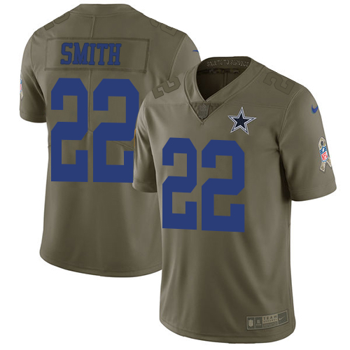 Nike Cowboys #22 Emmitt Smith Olive Youth Stitched NFL Limited 2017 Salute to Service Jersey Nike Cowboys #22 Emmitt Smith Olive Youth Stitched NFL Limited 2017 Salute to Service Jersey
