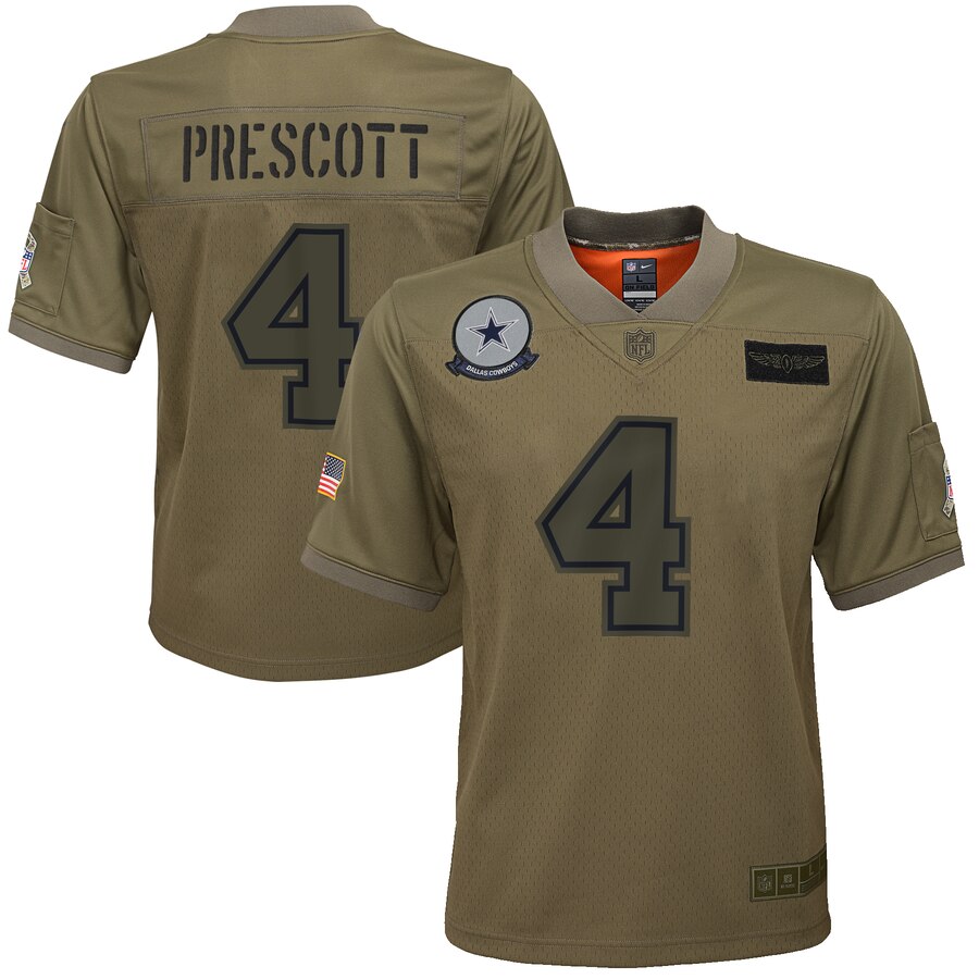 Youth Dallas Cowboys #4 Dak Prescott Nike Camo 2019 Salute to Service Game Jersey Youth Dallas Cowboys #4 Dak Prescott Nike Camo 2019 Salute to Service Game Jersey