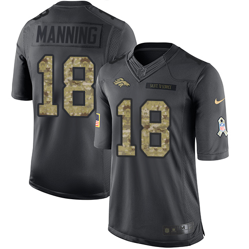 Nike Broncos #18 Peyton Manning Black Youth Stitched NFL Limited 2016 Salute to Service Jersey Nike Broncos #18 Peyton Manning Black Youth Stitched NFL Limited 2016 Salute to Service Jersey