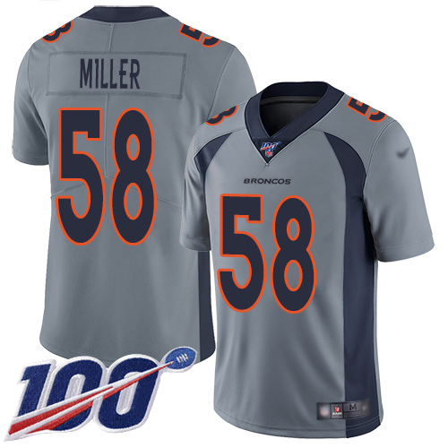 Nike Broncos #58 Von Miller Gray Youth Stitched NFL Limited Inverted Legend 100th Season Jersey Nike Broncos #58 Von Miller Gray Youth Stitched NFL Limited Inverted Legend 100th Season Jersey