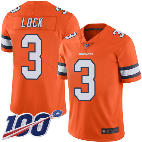 Nike Broncos #3 Drew Lock Orange Youth Stitched NFL Limited Rush 100th Season Jersey Nike Broncos #3 Drew Lock Orange Youth Stitched NFL Limited Rush 100th Season Jersey